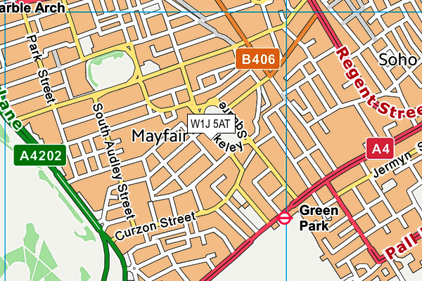 W1J 5AT map - OS VectorMap District (Ordnance Survey)