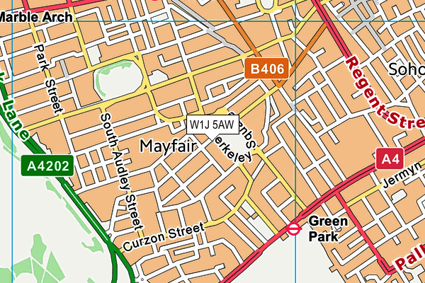 W1J 5AW map - OS VectorMap District (Ordnance Survey)