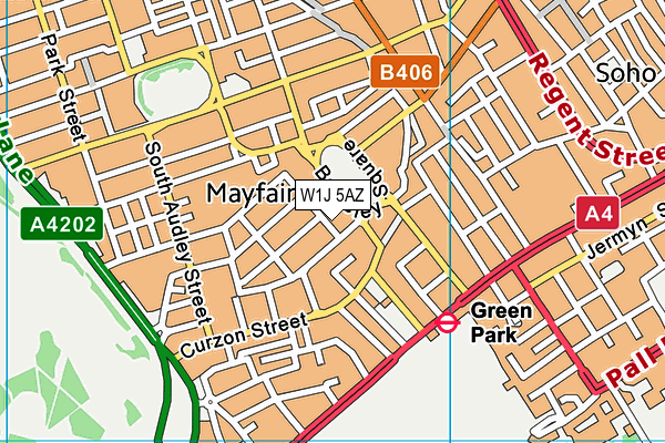 W1J 5AZ map - OS VectorMap District (Ordnance Survey)