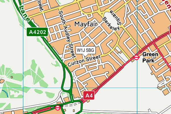 W1J 5BG map - OS VectorMap District (Ordnance Survey)