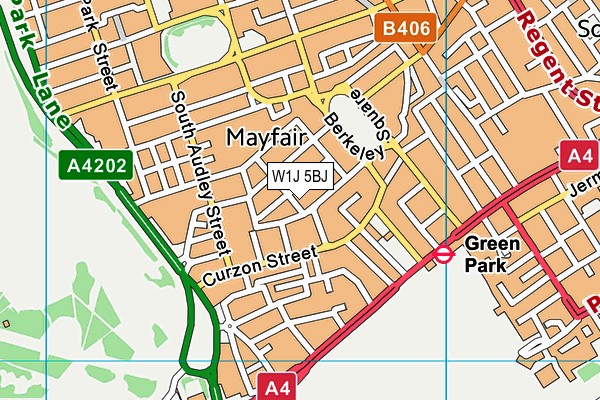 W1J 5BJ map - OS VectorMap District (Ordnance Survey)