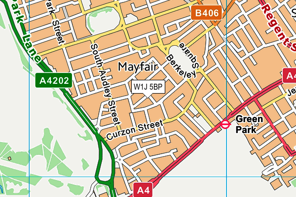 W1J 5BP map - OS VectorMap District (Ordnance Survey)