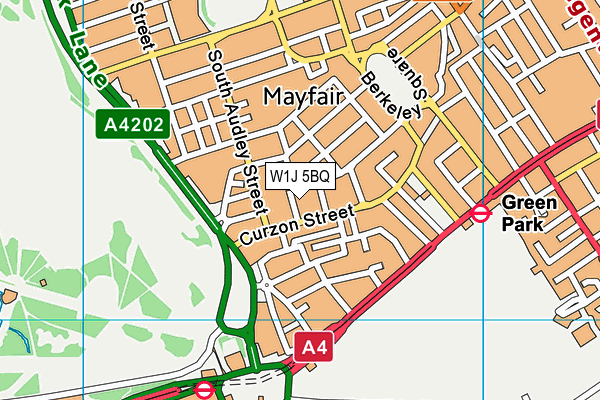 W1J 5BQ map - OS VectorMap District (Ordnance Survey)