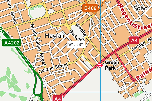 W1J 5BY map - OS VectorMap District (Ordnance Survey)