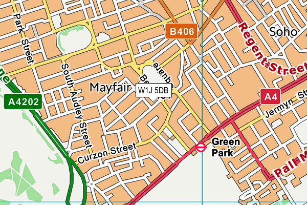 W1J 5DB map - OS VectorMap District (Ordnance Survey)