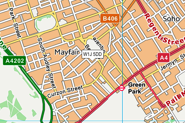 W1J 5DD map - OS VectorMap District (Ordnance Survey)