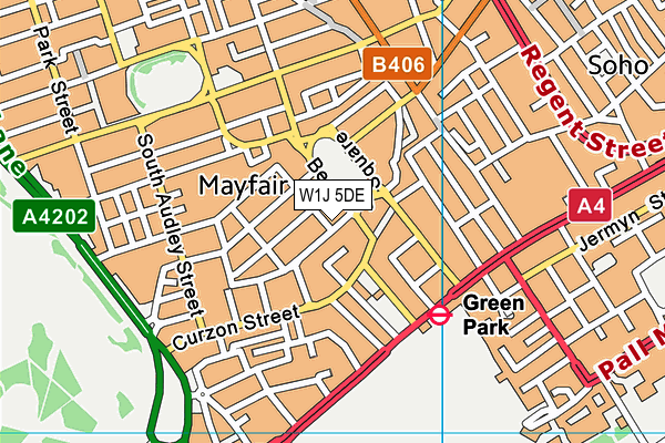 W1J 5DE map - OS VectorMap District (Ordnance Survey)