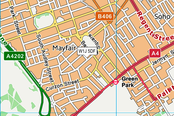 W1J 5DF map - OS VectorMap District (Ordnance Survey)