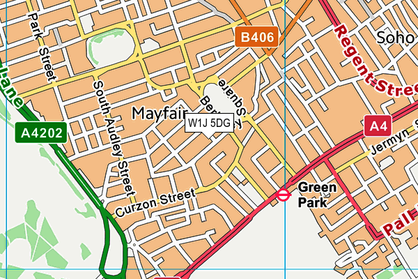 W1J 5DG map - OS VectorMap District (Ordnance Survey)