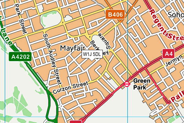 W1J 5DL map - OS VectorMap District (Ordnance Survey)