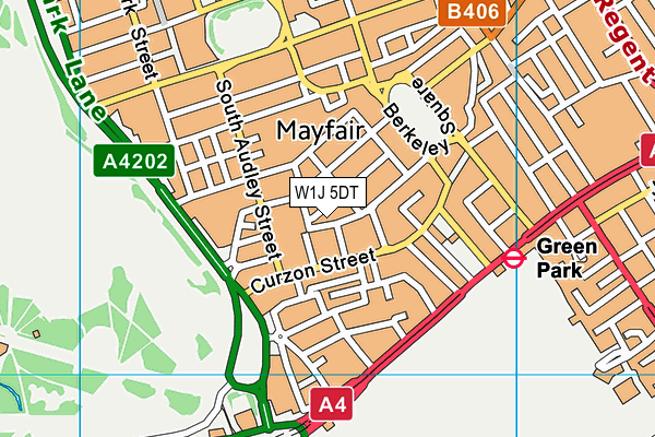 W1J 5DT map - OS VectorMap District (Ordnance Survey)