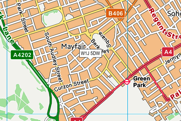 W1J 5DW map - OS VectorMap District (Ordnance Survey)