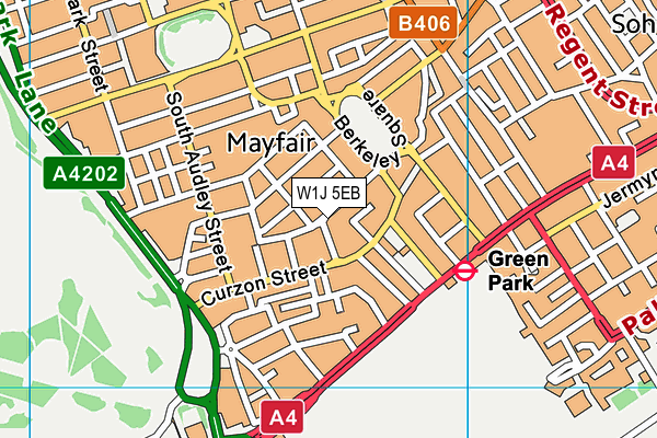 W1J 5EB map - OS VectorMap District (Ordnance Survey)