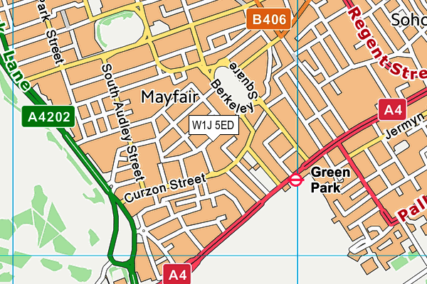 W1J 5ED map - OS VectorMap District (Ordnance Survey)