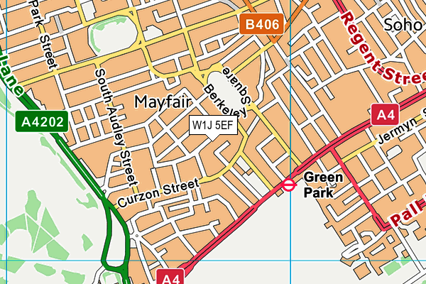 W1J 5EF map - OS VectorMap District (Ordnance Survey)