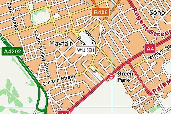 W1J 5EH map - OS VectorMap District (Ordnance Survey)