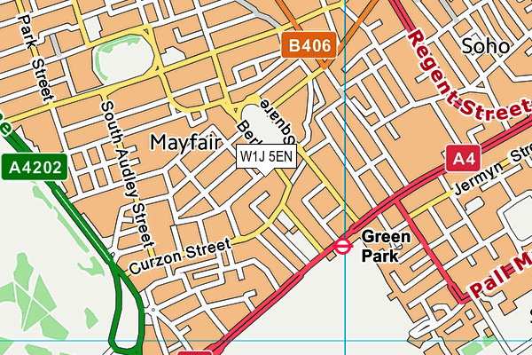 W1J 5EN map - OS VectorMap District (Ordnance Survey)