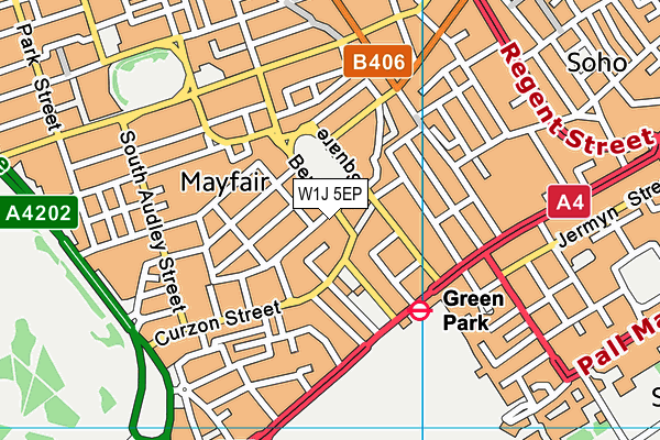 W1J 5EP map - OS VectorMap District (Ordnance Survey)