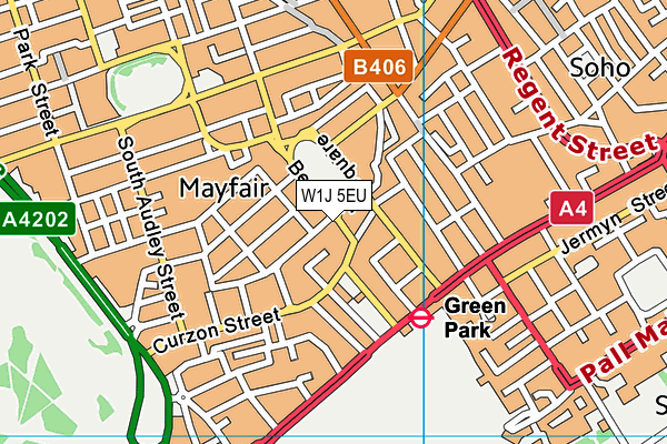 W1J 5EU map - OS VectorMap District (Ordnance Survey)