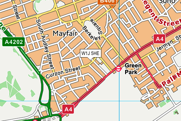 W1J 5HE map - OS VectorMap District (Ordnance Survey)