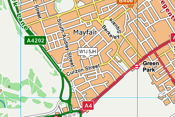 W1J 5JH map - OS VectorMap District (Ordnance Survey)