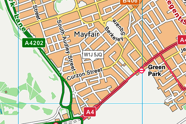 W1J 5JQ map - OS VectorMap District (Ordnance Survey)