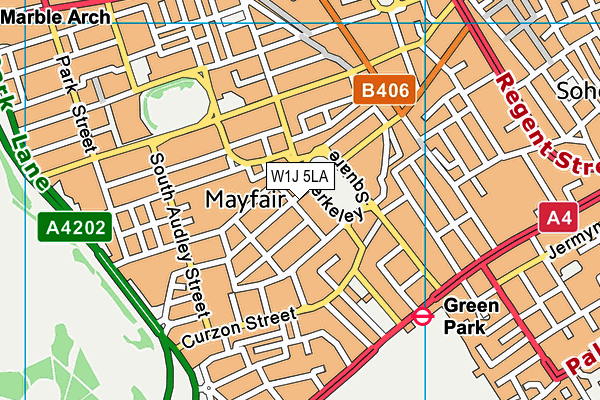 W1J 5LA map - OS VectorMap District (Ordnance Survey)