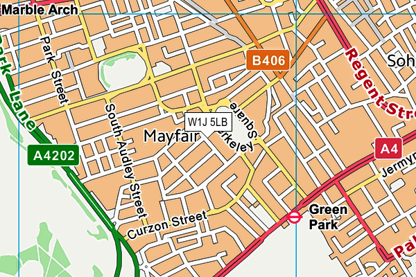 W1J 5LB map - OS VectorMap District (Ordnance Survey)