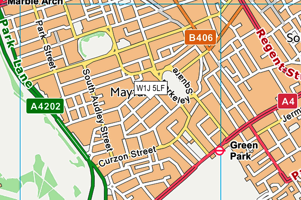 W1J 5LF map - OS VectorMap District (Ordnance Survey)