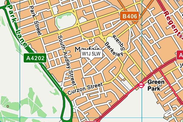 W1J 5LW map - OS VectorMap District (Ordnance Survey)