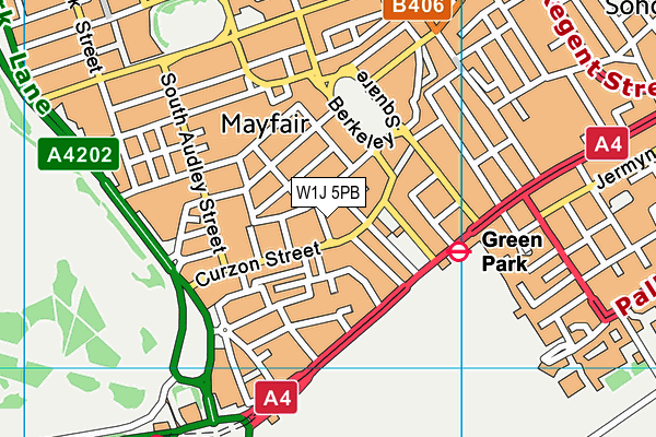 W1J 5PB map - OS VectorMap District (Ordnance Survey)