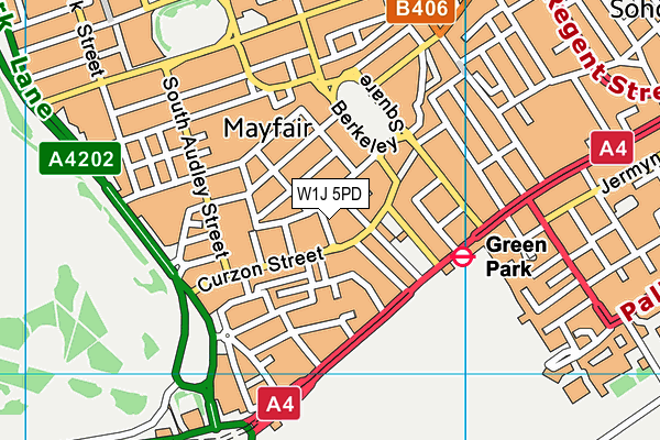 W1J 5PD map - OS VectorMap District (Ordnance Survey)