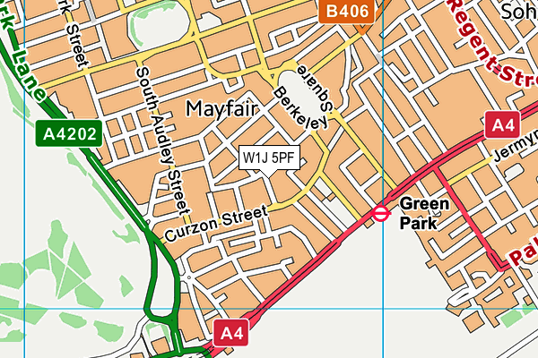 W1J 5PF map - OS VectorMap District (Ordnance Survey)