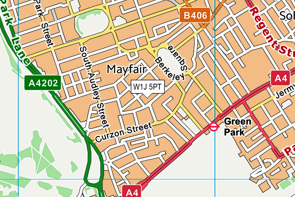 W1J 5PT map - OS VectorMap District (Ordnance Survey)