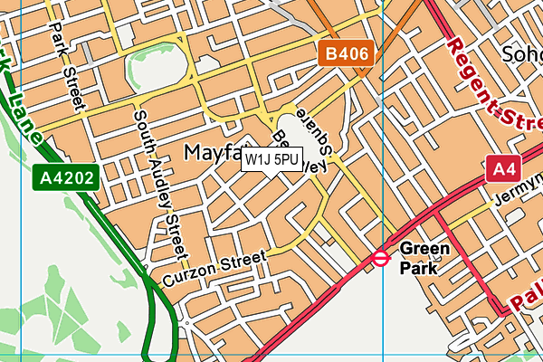 W1J 5PU map - OS VectorMap District (Ordnance Survey)