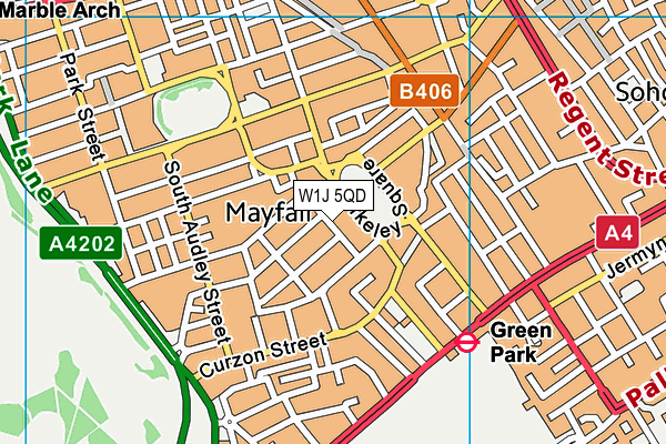 W1J 5QD map - OS VectorMap District (Ordnance Survey)