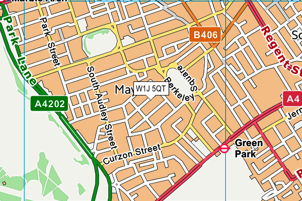 W1J 5QT map - OS VectorMap District (Ordnance Survey)