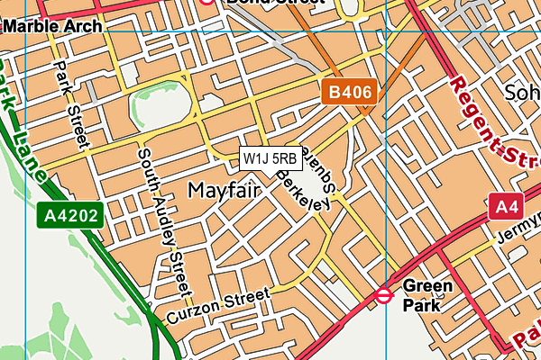 W1J 5RB map - OS VectorMap District (Ordnance Survey)
