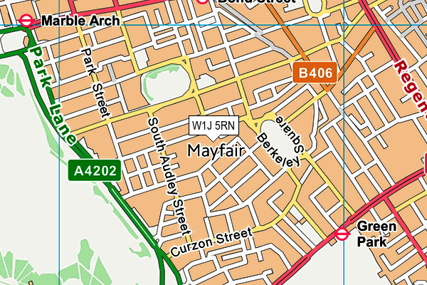 W1J 5RN map - OS VectorMap District (Ordnance Survey)