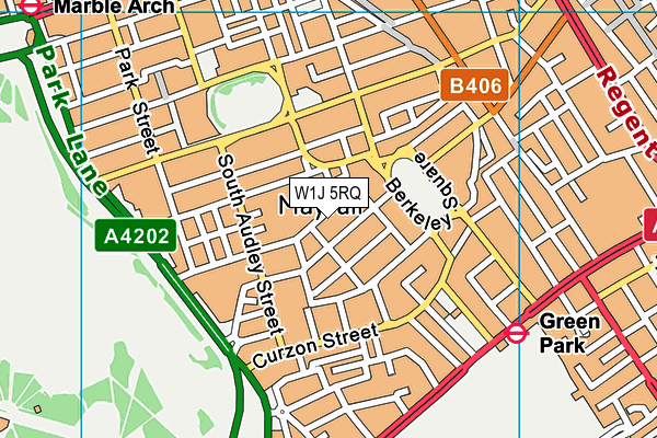 W1J 5RQ map - OS VectorMap District (Ordnance Survey)
