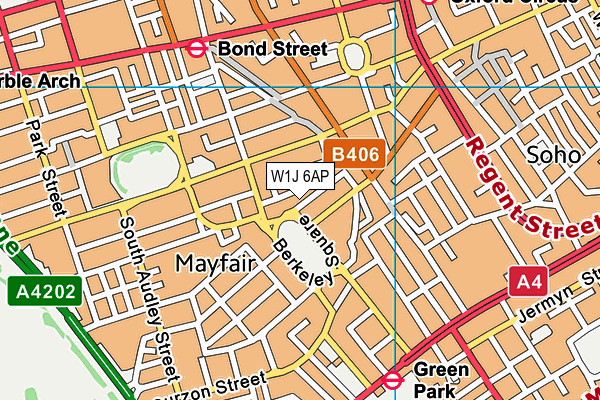 W1J 6AP map - OS VectorMap District (Ordnance Survey)