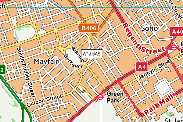 W1J 6AS map - OS VectorMap District (Ordnance Survey)