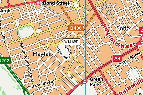 W1J 6BD map - OS VectorMap District (Ordnance Survey)