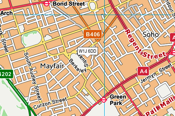 Fitness First (Berkeley Square) map (W1J 6DD) - OS VectorMap District (Ordnance Survey)