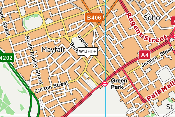 W1J 6DF map - OS VectorMap District (Ordnance Survey)