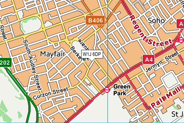 W1J 6DP map - OS VectorMap District (Ordnance Survey)