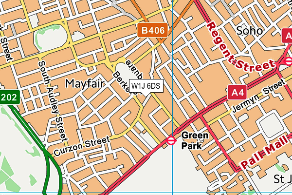 W1J 6DS map - OS VectorMap District (Ordnance Survey)