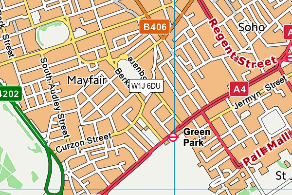 W1J 6DU map - OS VectorMap District (Ordnance Survey)