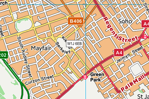 W1J 6EB map - OS VectorMap District (Ordnance Survey)