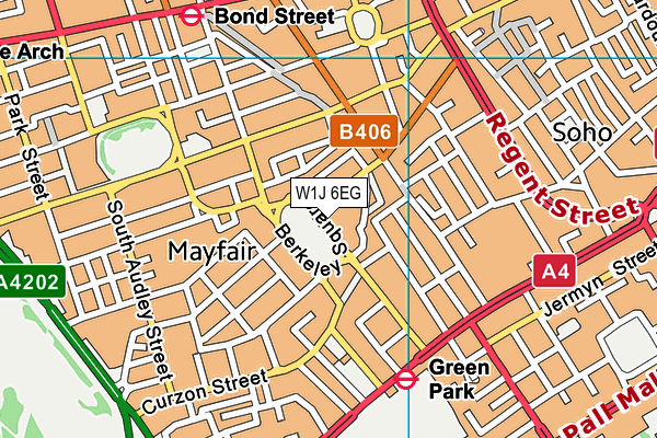 W1J 6EG map - OS VectorMap District (Ordnance Survey)